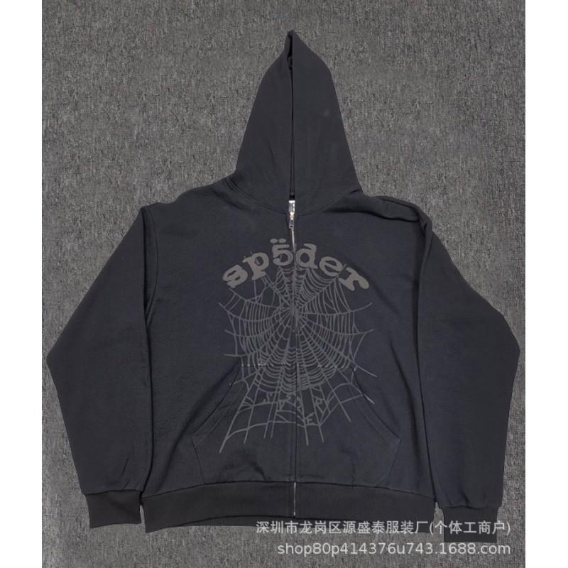 Sp1der Rapper YoungThug Same Foam Letter 555555 Couple Hoodie Pink Sweatshirt