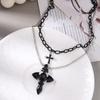 Fashion Multi-layer Cross Pendant Necklaces for Women Men Metal Steampunk Choker Necklace Hip Hop Jewelry Gifts