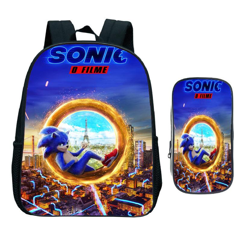 Straight Hair Animation Digital Printing Children'S Two-Piece Set Backpack Pencil Bag Primary And Secondary School Schoolbag