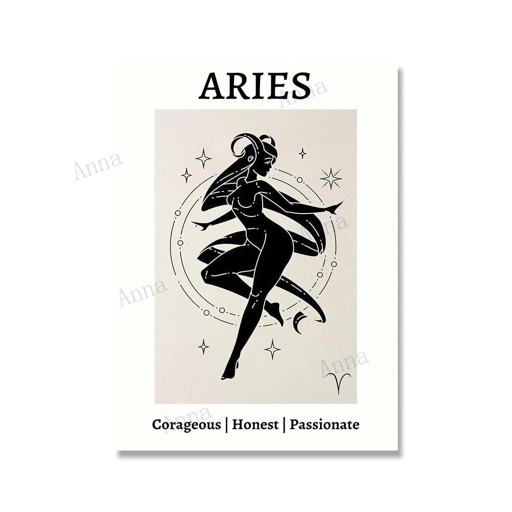 Retro 12 Zodiac Posters Capricorn Gemini Cancer Leo Libra Sagittarius Constellation Canvas Painting Wall Art Pictures Home Decor