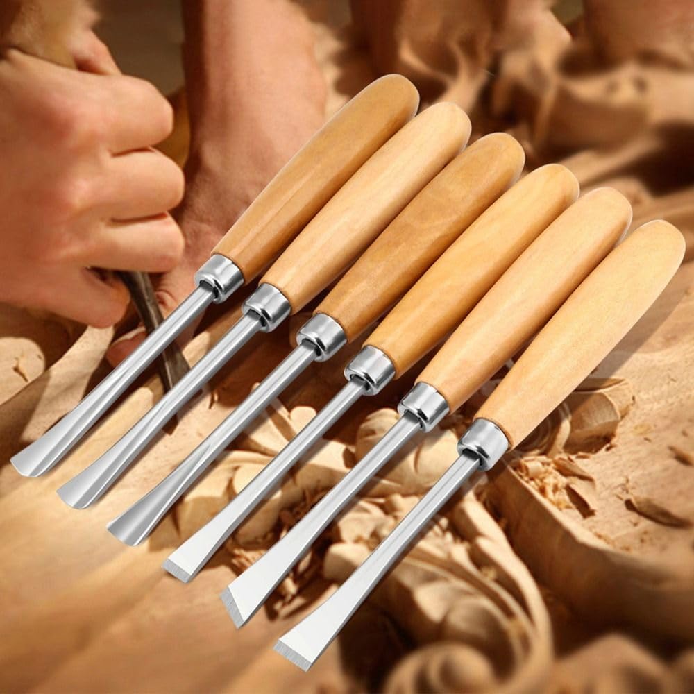 6 Pieces Wood Carving Chisels Craft Hand Tools Carving Chisels DIY Tools for Woodblock Printing