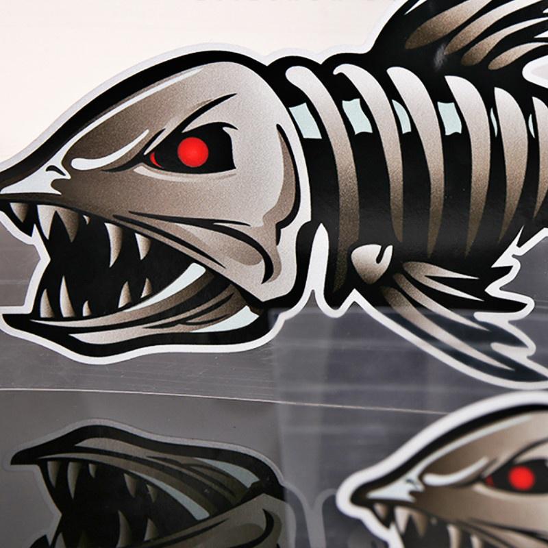 1Pair 3D Car Accessories Car Styling Skeleton Shark Car Sticker and Decal Go Fish for Motorcycle