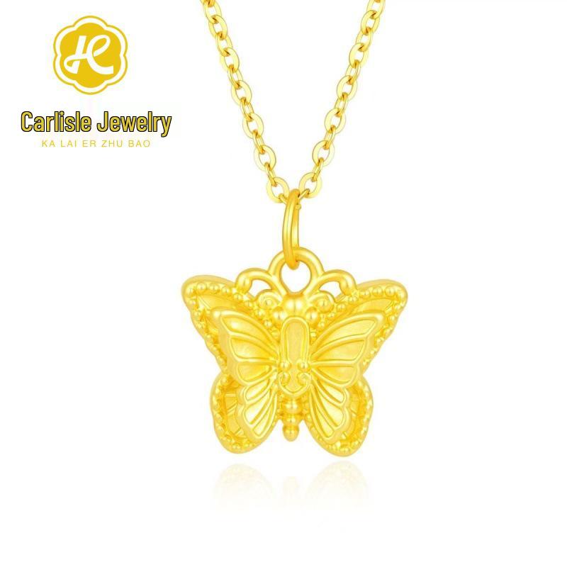Shuibei 999 Fine Gold Slim Waist Necklace: 3D Hard Gold Women's Pendant Charm, Popular Live Broadcast Hot Seller.