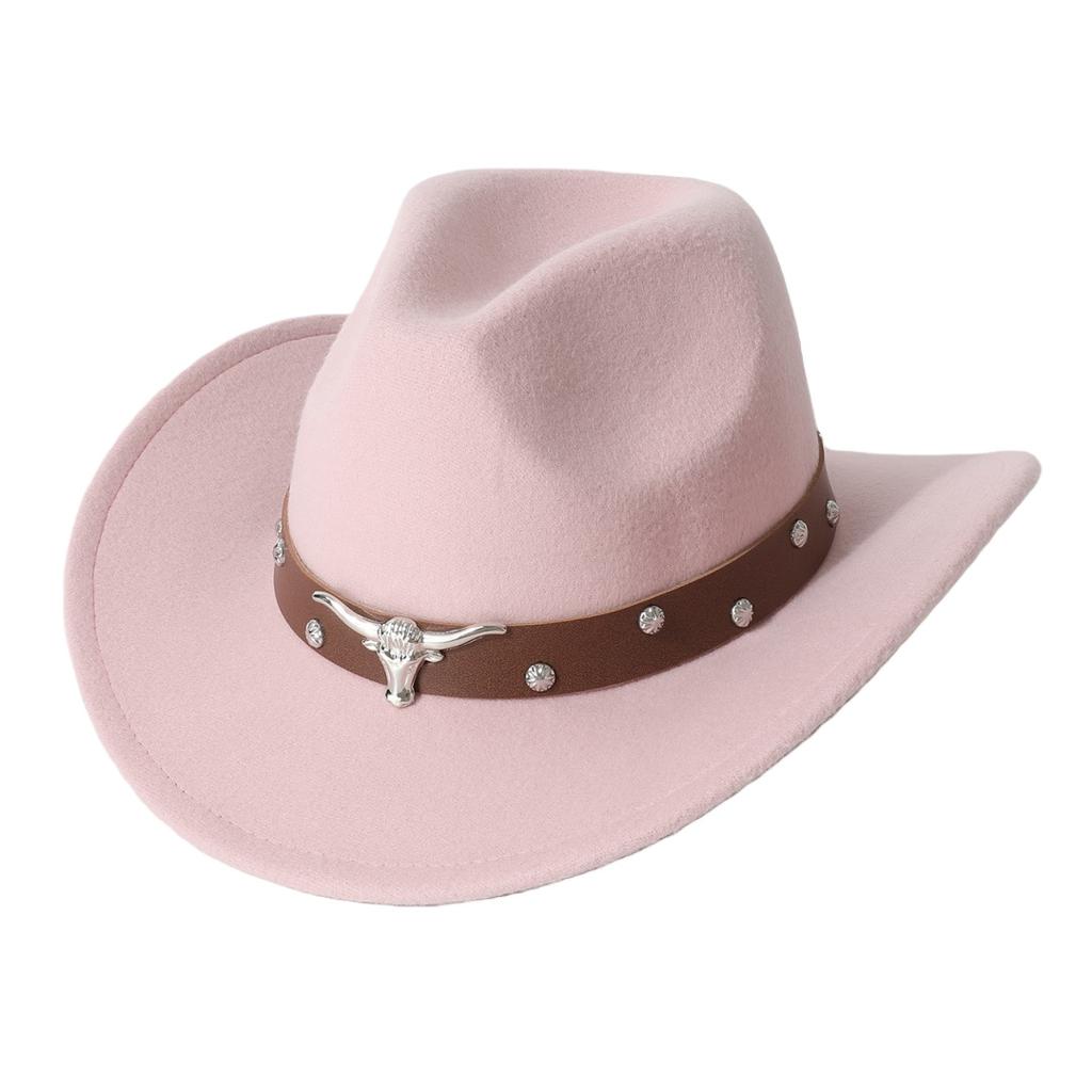 New western cowboy hat, performance jazz hat, belt accessory, felt hat, couple's hat, trendy