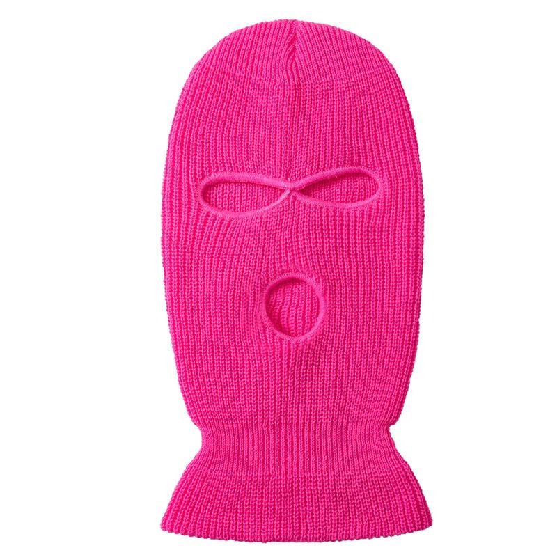 Candy Color Balaclava Funny Hat 3-Hole Ski Mask Knitted Hat Winter Warm Outdoor Cycling Windproof Mask