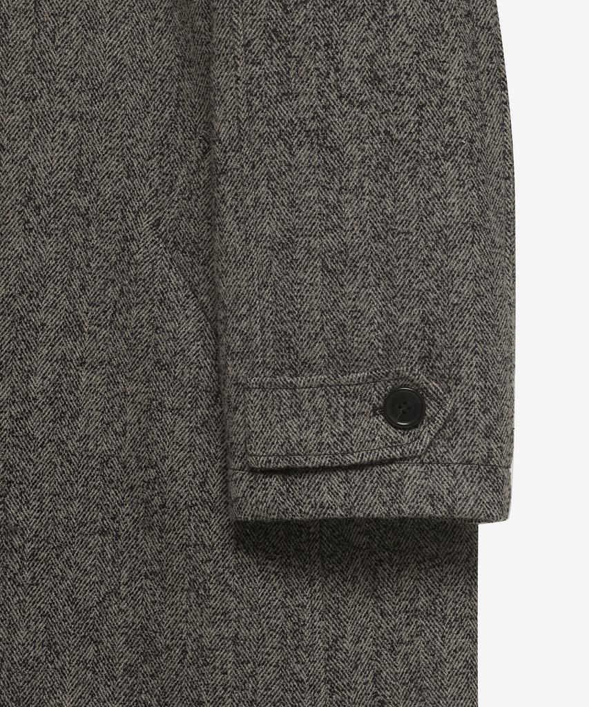 Noirer Wool Silk Herringbone Balmacaan Coat (Grey)