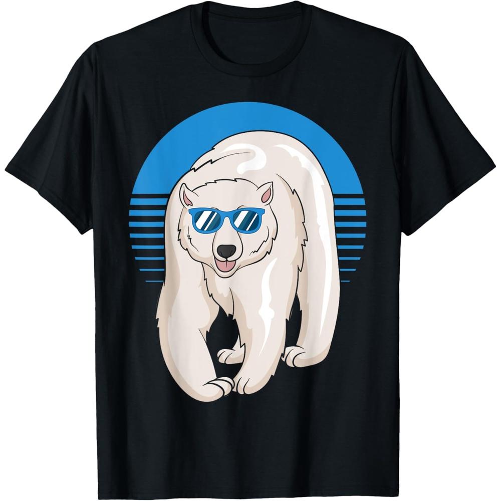 Arctic Animal Polar Bear Lover Cool Sunglasses Polar Bear Cotton Men T Shirt XS чёрный