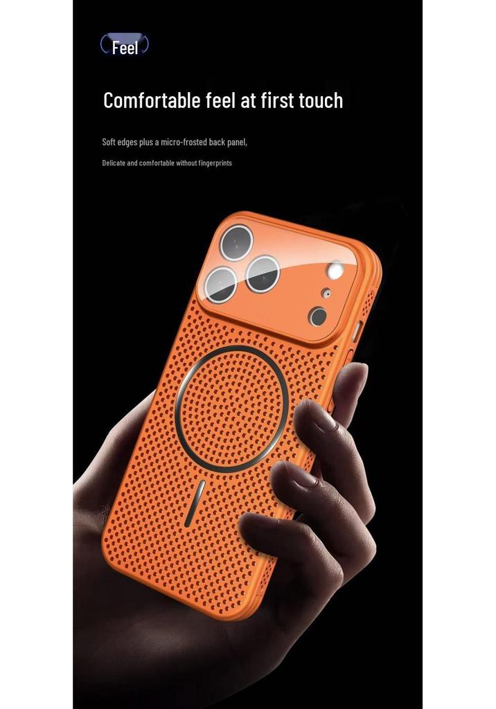 iPhone 17 Pro Max Ice Aluminum Magnetic Mesh Case with Breathable Heat Dissipation and Drop Protection