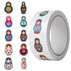500 Pictures/roll Roll Sticker Tape Hot Spot Cartoon Russian Nesting Doll Handbook Material Decorative Envelope Mouth