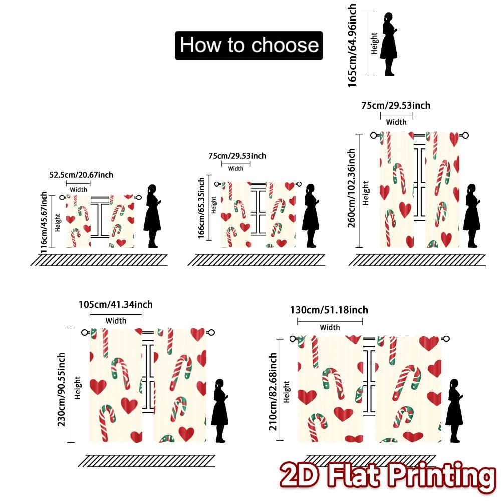 2 Stück, Vorhänge Zuckerstangenherzen (3) Zeitgenössische Beliebte Vorhänge Drucke Lichtfilternde Vorhänge Wärmedämmung und Raum