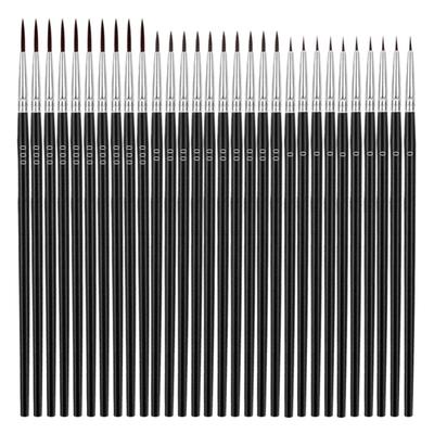 30Pcs Tiny Detail Painting Brush Set Wooden Handle Nylon Bristles 3 Sizes Miniature Fine Paintbrushes for Facial Art