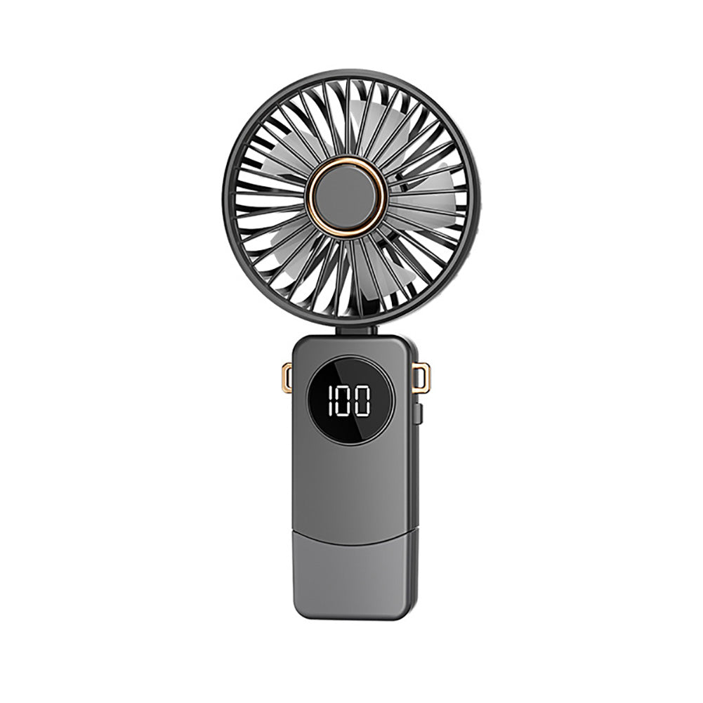 2024 New Fan Portable Handheld Fold Office Desktop Multifunctional Folding Double Battery 3600mAh Electric Fan with Neck Lanyard