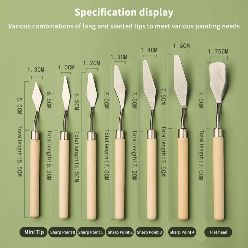 7Pcs/Set Stainless Steel Oil Painting Knives Artist Crafts Spatula Palette Knife Oil Painting Mixing Knife Scraper Art Tools