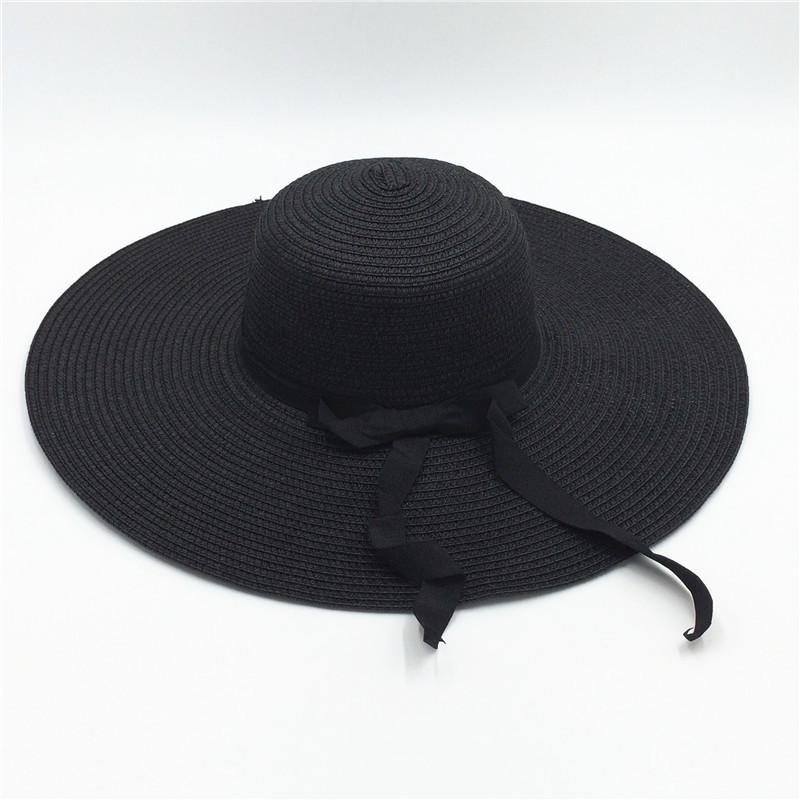 Summer Simple Floppy Sun Hat Women Wide Brim Beach Hat Girls Seaside Travel Foldable Straw Hat Sunscreen UV Protection Lady Cap