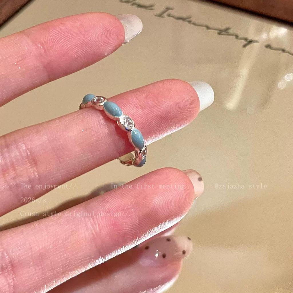 Stylish Silver Zircon Ring for Women - Light Luxury Open Design, Perfect for Index Finger