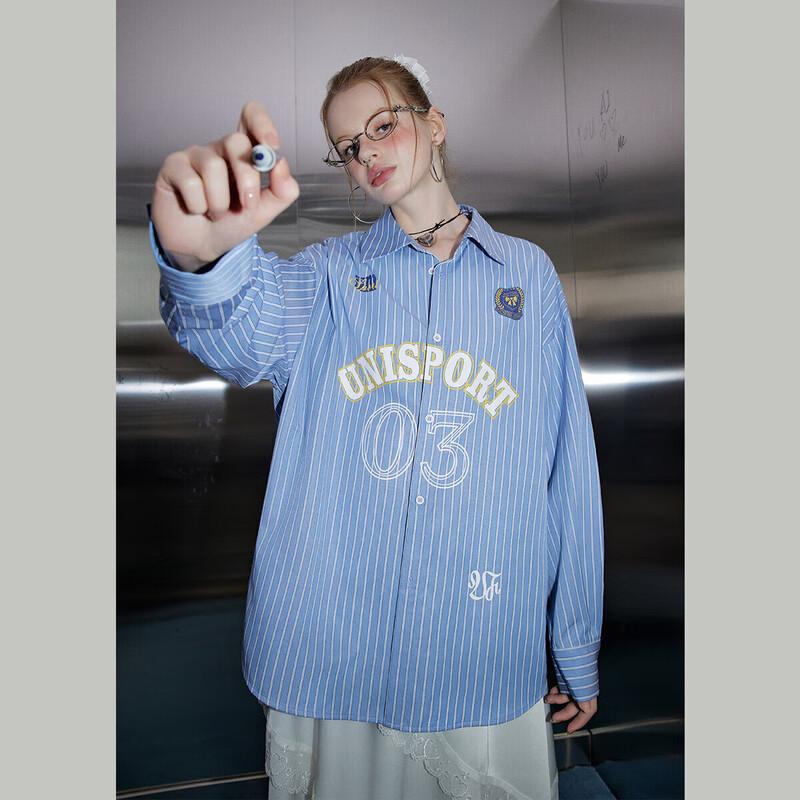 UNIFREE College Style Striped Long-Sleeve Shirt S