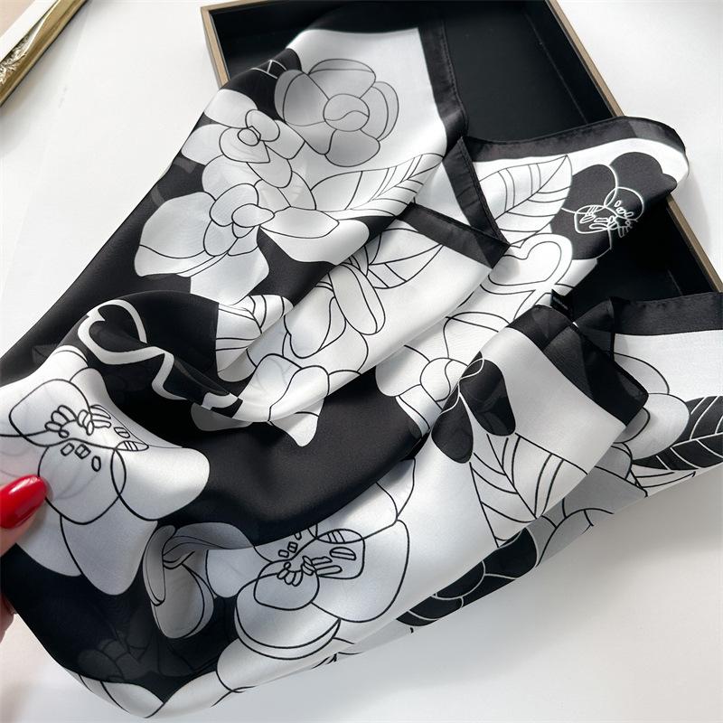 Women Luxury 70*70cm Silk Square Scarf Female Floral Print Soft Satin Hairband Neckerchief Headband Foulard Ribbon Travel Scarf
