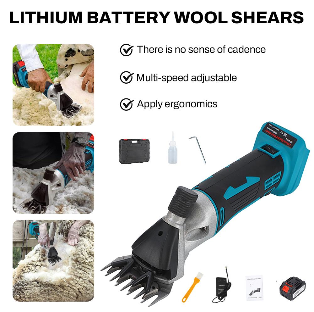 Electric Cordless Sheep Shears Adjustable Speeds Electric Shearing Machine 13 Tooth Stainless Steel Blade for Farm Sheep, Goat