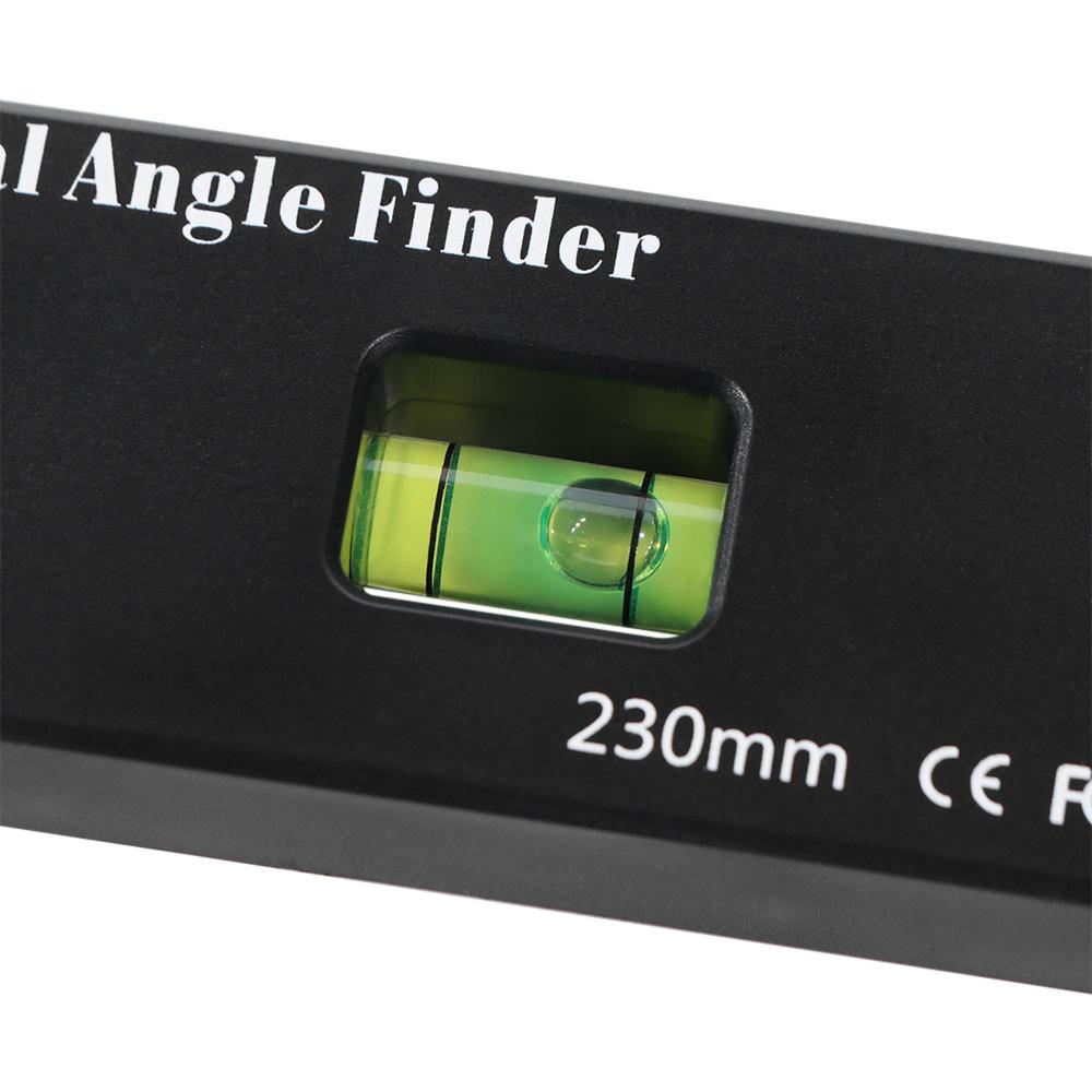 0-999.95° 4 in 1 Digital Angle Finder Digital Display with Horizontal Vertical Bubble Digital Protractor 230mm Portable