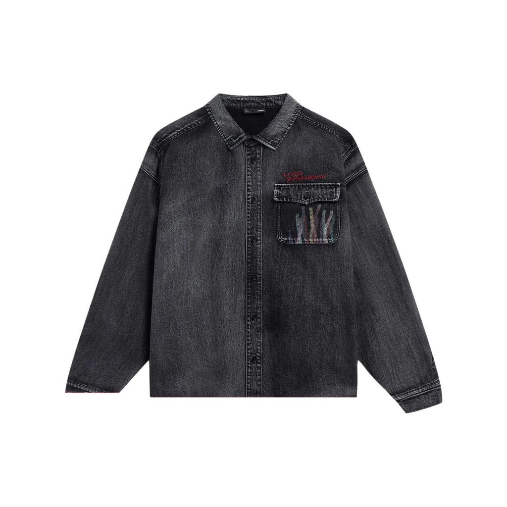 Li Ning Shirts Men's Black Pointed Collar Moderate Other ASHT005-1
