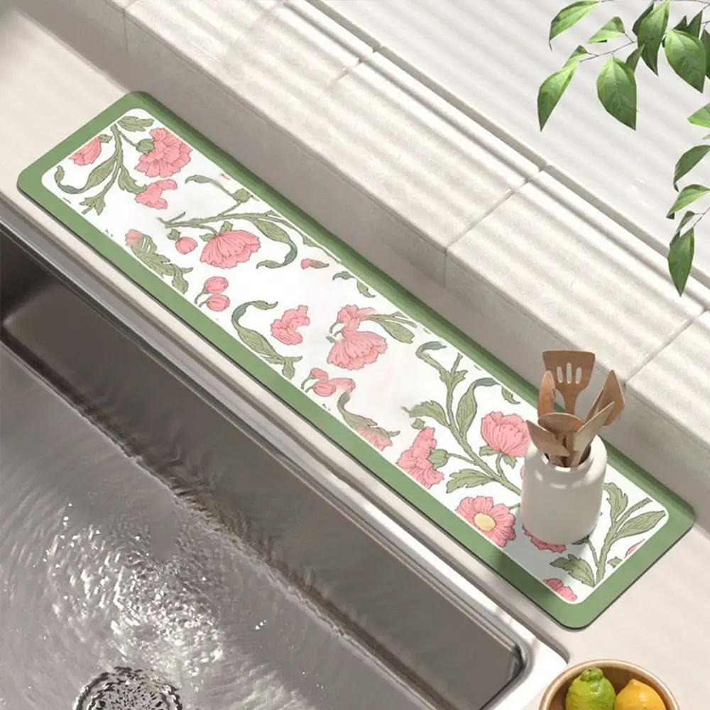 Diatomite Faucet Draining Mat Non-Slip Multi-function Drying Mat Convenient Splash Countertop Protector