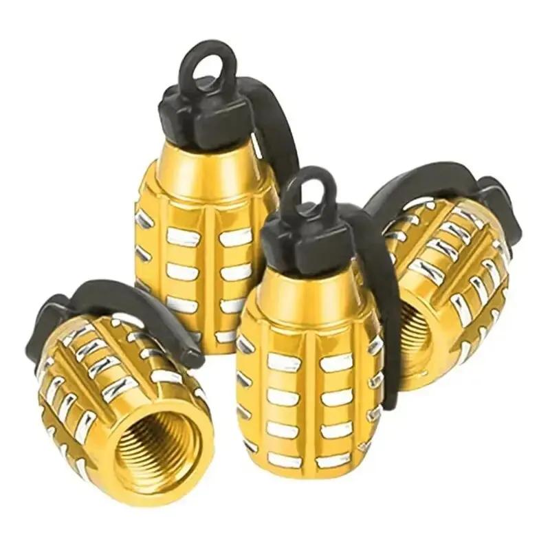 4pcs Aluminum Alloy Car Tire Valve Cap Grenade Tyre Valve Stem Cover Air Dust Cap Tire Valve Truck Bike Wheel Rim Valve Stem Cap