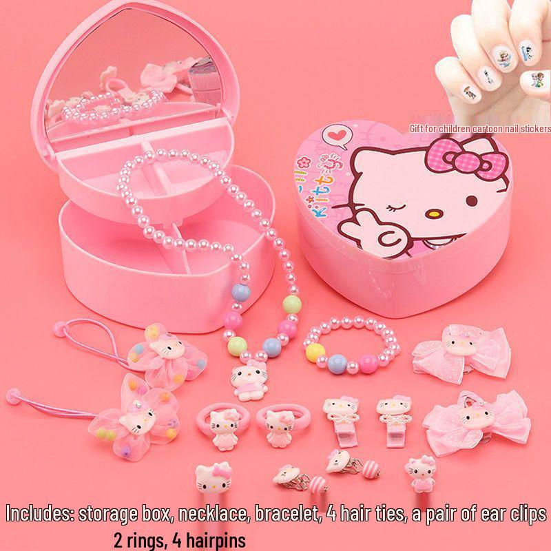 Children's Mermaid Jewelry Set: Necklace, Bracelet, Ear Clips, Rings - Cute Princess Design