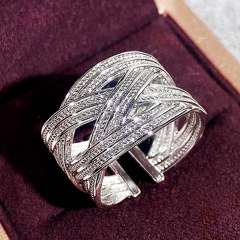 

Huitan Metal Tone Wide Band Cross-shaped Rings Opening Adjustable Rings for Women Daily Everyday Wear Fashionable Vogue Girls Ornaments resizable
