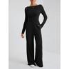 BITCED Women's Fashion Casual Long Sleeve O Neck Pants Suits