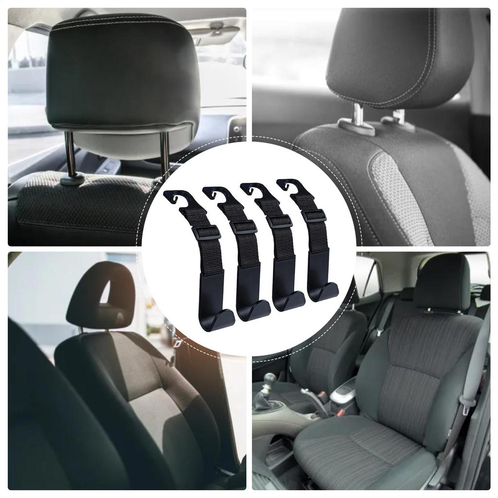 Car Seat Hooks Storage Hooks For Car Seat Headrest 4 Pieces Adjustable Bag Hanger Holder Backseat Organizer Vehicle Accessories