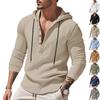 Men's Spring and Autumn Long-sleeved Linen Shirt Hooded Bottoming Shirt Casual T-shirt Sweater Men
