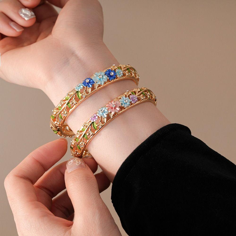 Double Bangle Vintage Cloisonne Bangle Chinese Women's Hand Bracelet  Jewelry Gifts
