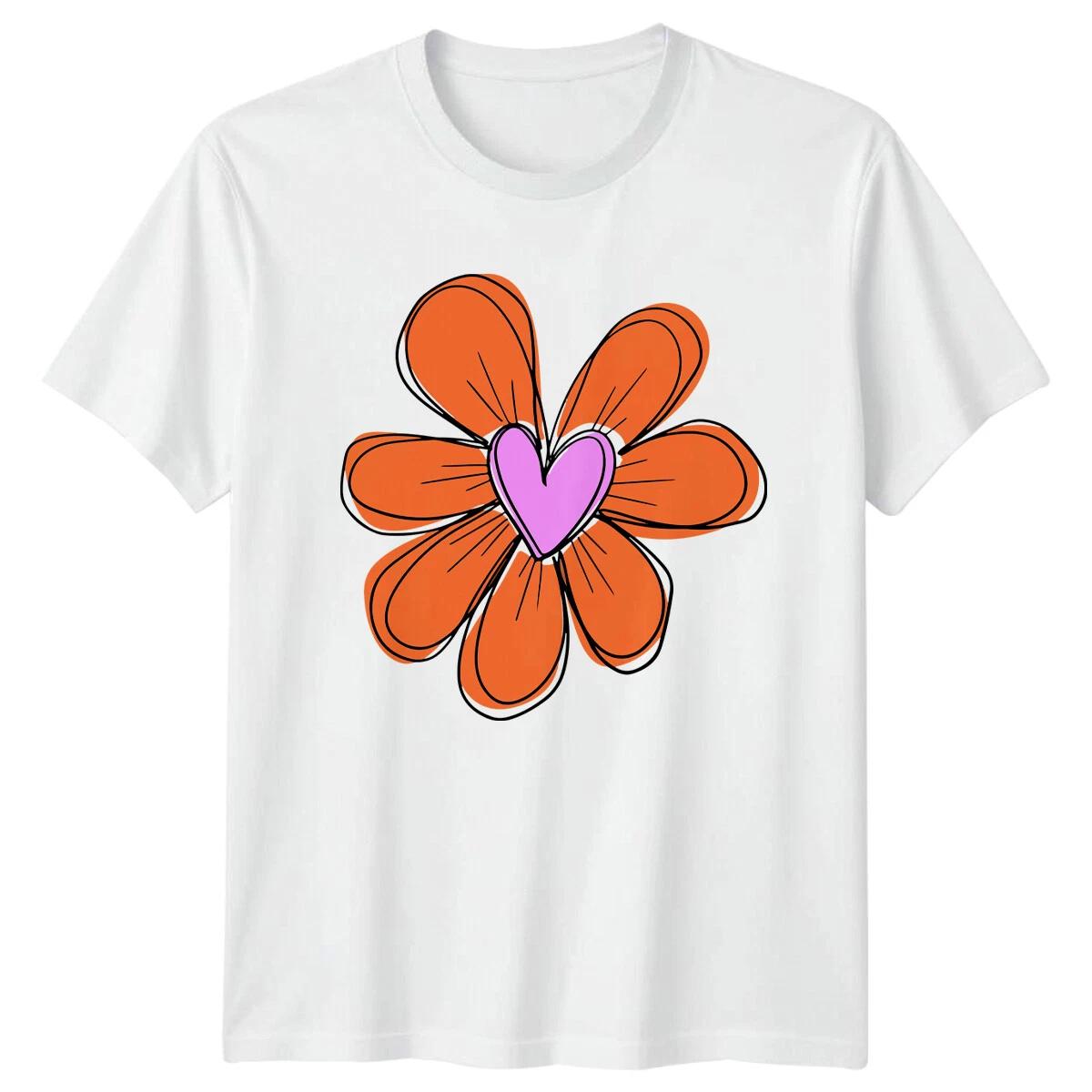 Flower Heart Love Nature Unisex T Shirt Doodle Art Men Women Tee XS