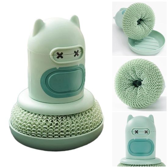 Cleaning Brush with Integrated Scrubber Powerful Decontamination Comfortable Handle Replaceable Brush Head Cleaning Scrubber Easy Dishwashing Tool