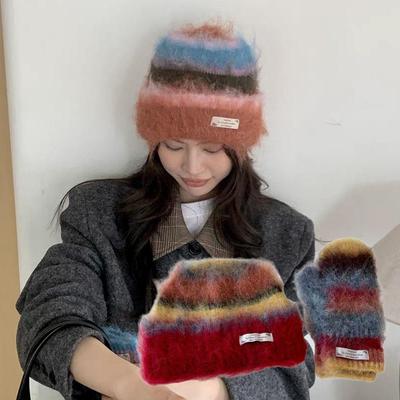 2025 Y2K Colorful Hats And Gloves Women Fashion Head Hood Beanies Hat Women's Winter Hat Y2K Hat Hip-hop Bonnet Cap Skullies Hat