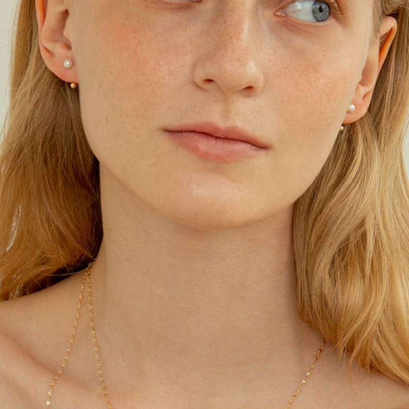 LUNNE 14k Double Ball Two-Way Earrings (14k Gold) #L08