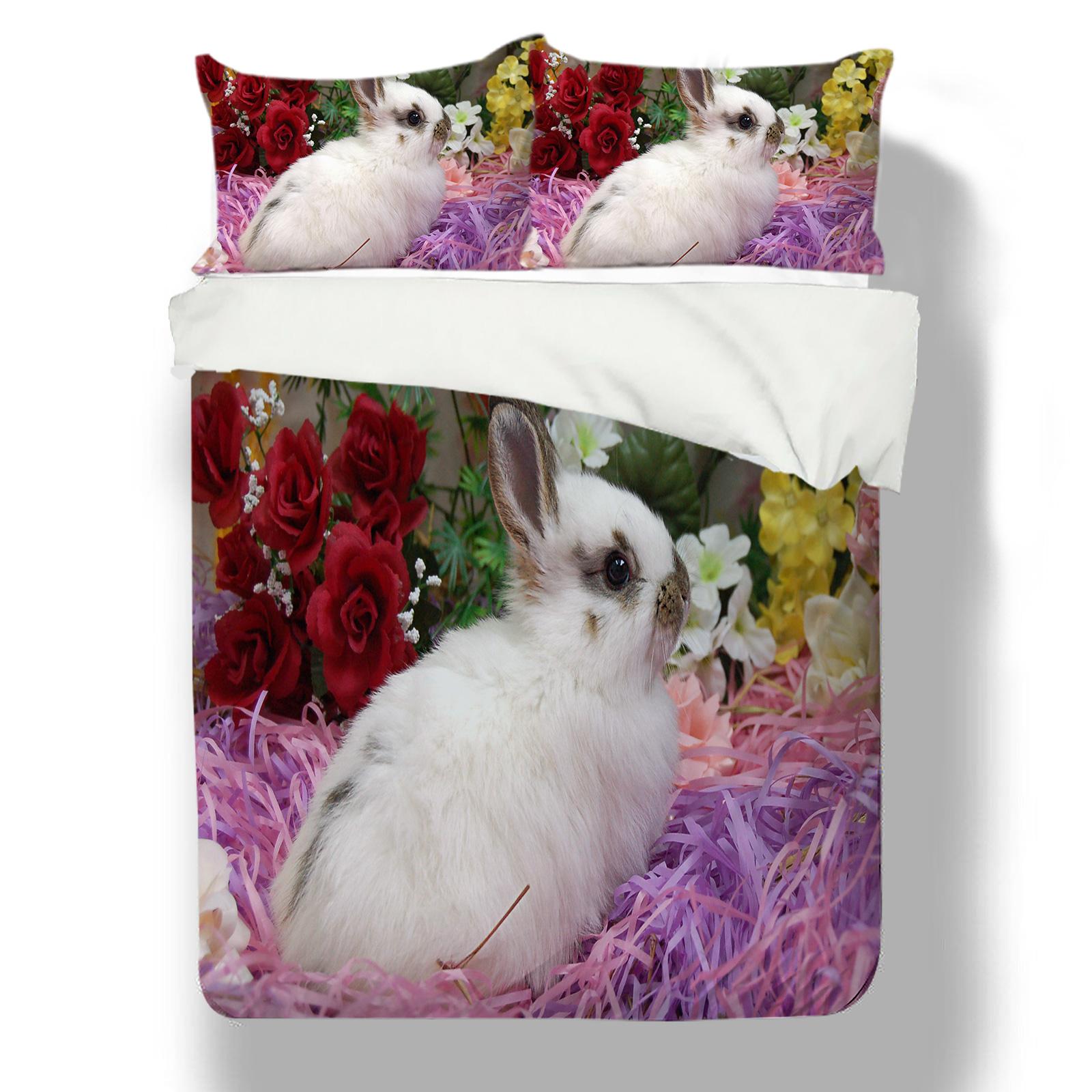 

Комплект постельного белья для дома с 3D узором кролика, пододеяльник с 3D животными, наволочка, 2/3 шт., на молнии, супер мягкое украшение для дома DE 135x200cm