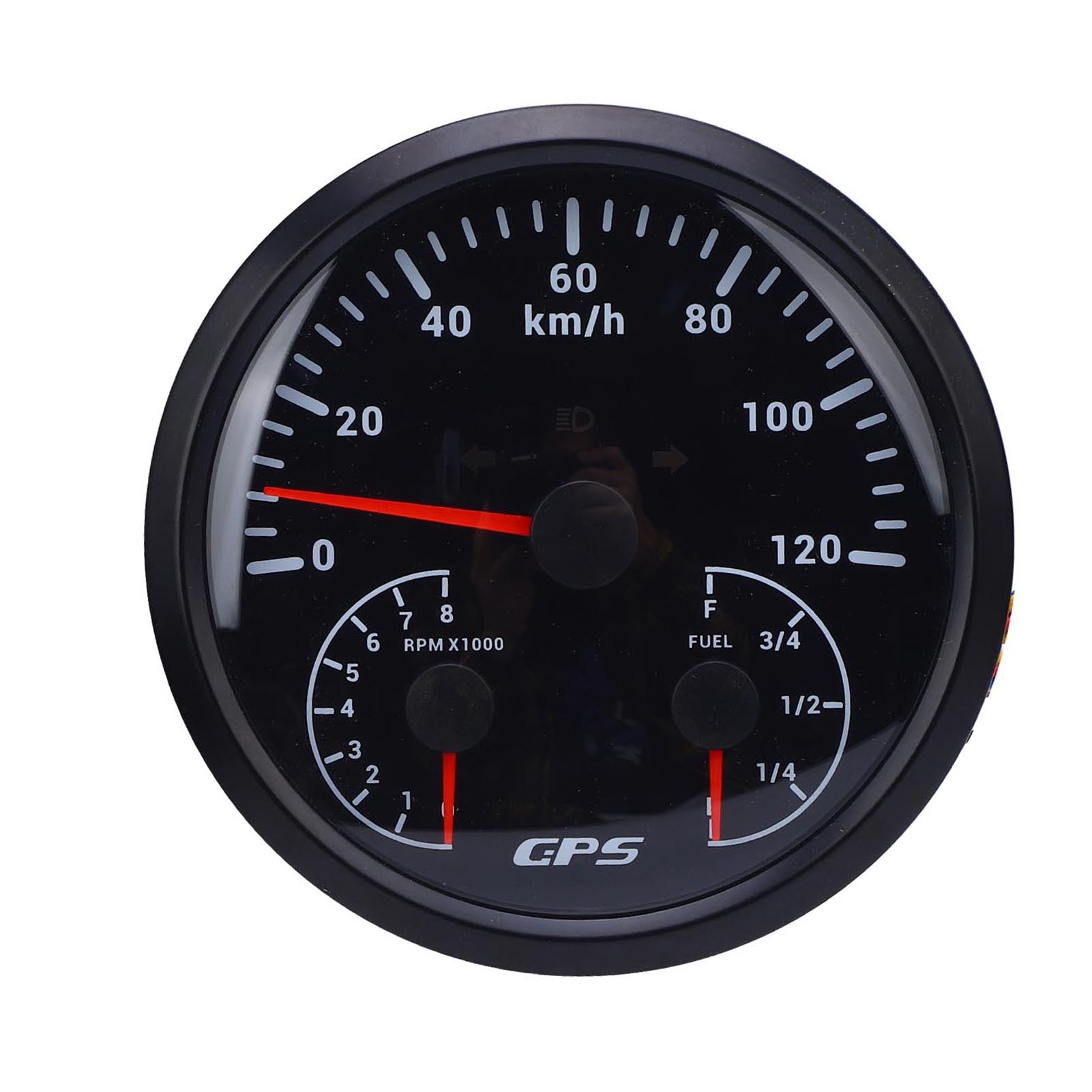 110mm 4 3 8in 3 in 1 GPS Speedometer Tachometer with Fuel Gauge Turn Signal DC 9 32V 120 KM H 8000 RPM Red Backlight