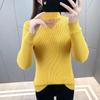 New Women's Turtleneck Pullover Slim Knit Jumper Winter Hollow Gauze  Yellow Sweater Tops