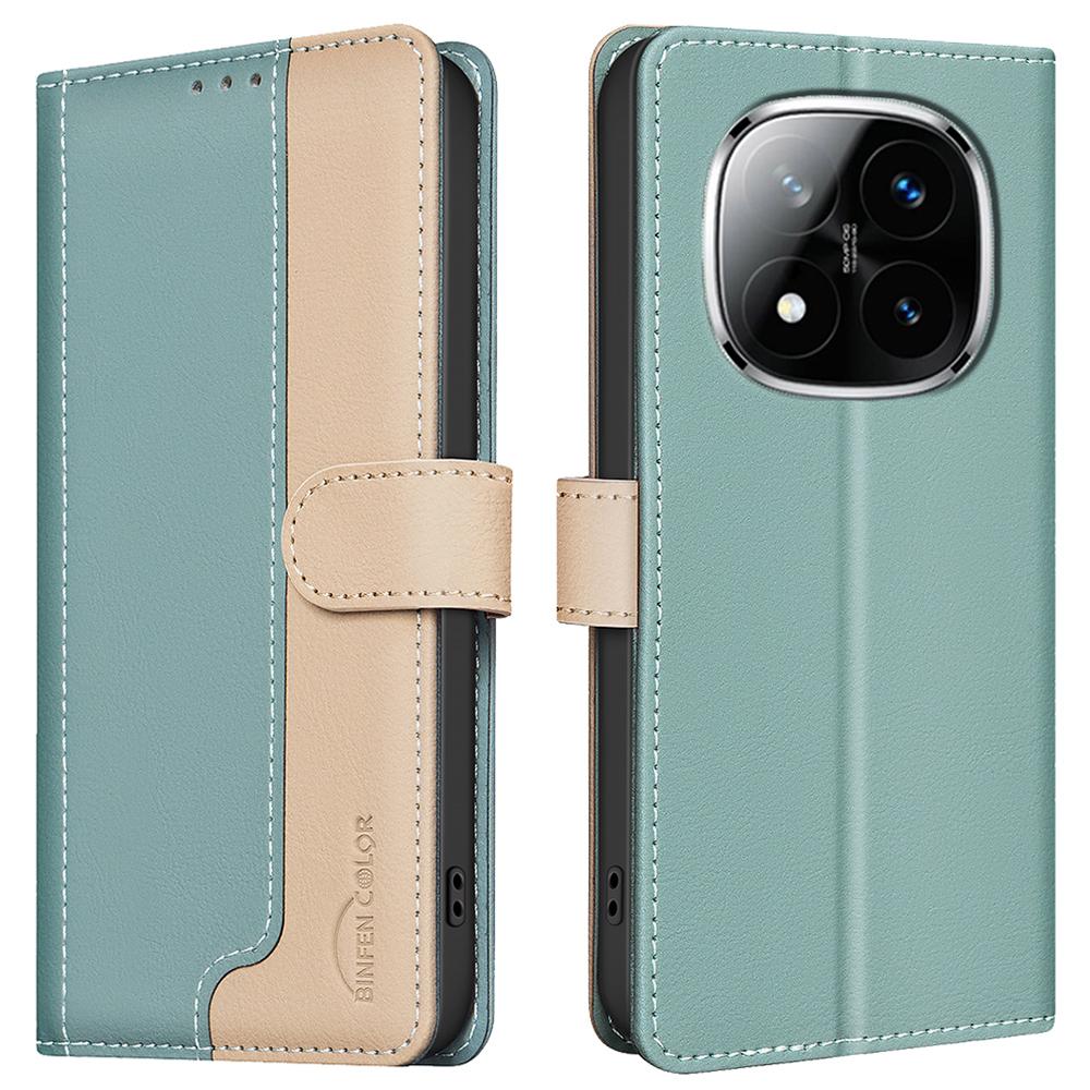 BINFEN COLOR BF33 for Xiaomi Redmi Note 14 Pro 4G Leather Case Splicing Color RFID Blocking