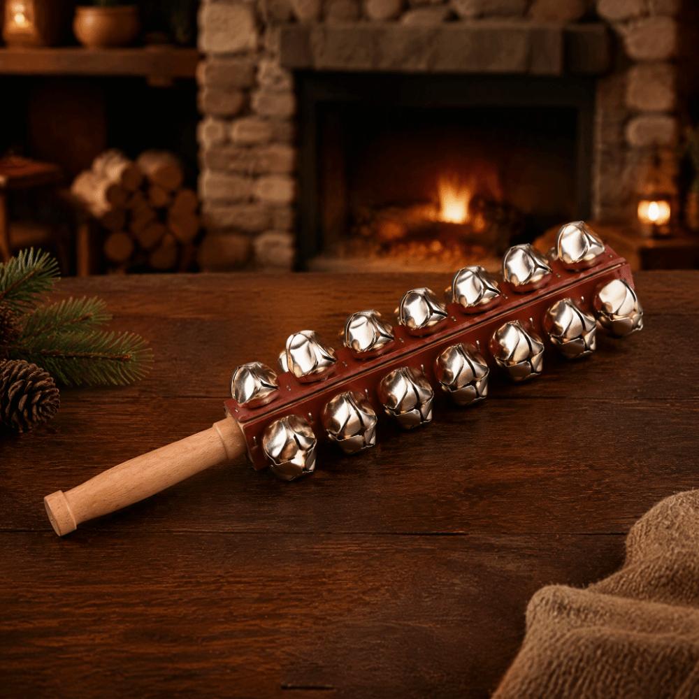 Wood & Stainless Steel Jingle Bell Stick Red Wooden Shaker Stick For Party