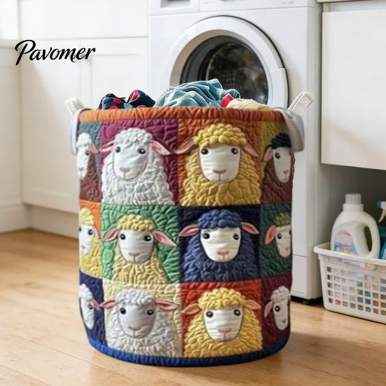 Cozy Laundry Hamper Quilted Basket, Thick Durable Fabric Storage Hamper, with Lightweight Basket Reinforced Handles, Clothes Toys Organizer