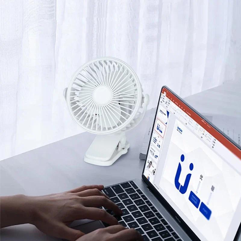 VE USB Rechargeable Table Fan Clip-on Type Portable Mini Desk Fan Hanging Clip Fan Night Light Air Cooler Outdoor Fans