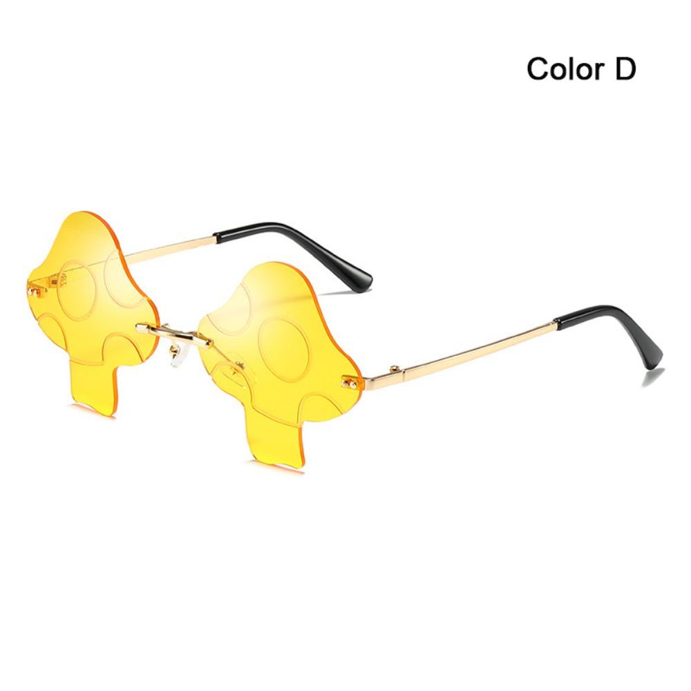 Halloween Transparent Women's Sunglasses Mushroom Shape Irregular Sun Glasses Fun Rimless Mushroom Glasses for Women Girls