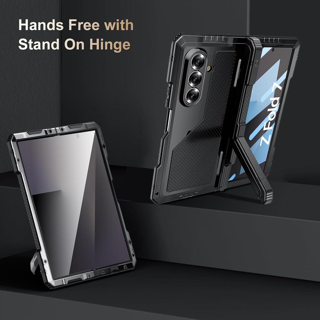 for Samsung Z Fold 7 6 5 4 Case With S Pen Holder Metal Bumper Premium Heavy Duty Shockproof Screen Film Hinge Protection Cover