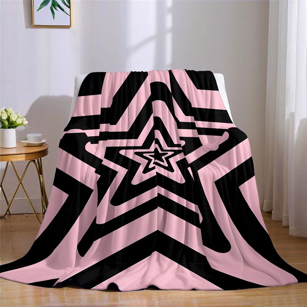 Layered Retro Star Flannel Blanket Perfect for Sofa Office Bed Travel Sleep Read Relax Camping four season use