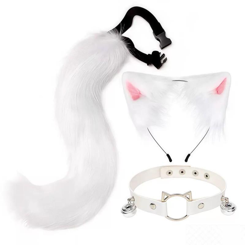 Furry Animal Ear Headband Tail Set Cosplay Costume Accessory Anime Convention Party Adult
