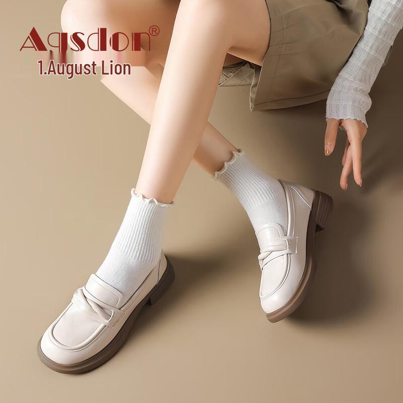 Agsdon Women s Chunky Heel Slip-on Loafers 39