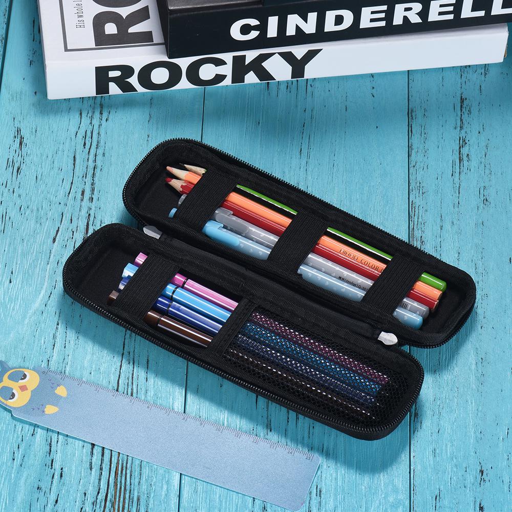 Pen Pencil PPT Pointer Holder Makeup Brush Bag EVA Hard Shell Case Stationery Pouch Box Black