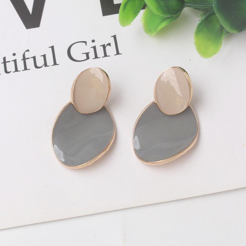 Gray Color Vintage Dangle Earrings for Women Gradient Resin Acrylic Statement Drop Earrings European&American Ear Accessories